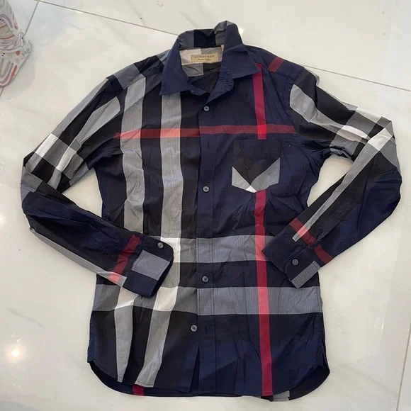 Burberry Check Shirt - Blue - S